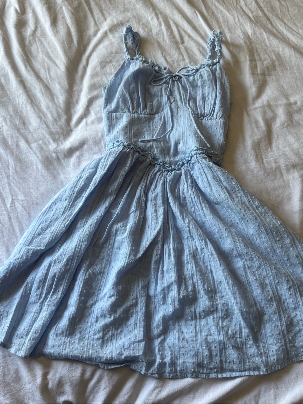 Scarlett Darkness Light Blue Casual Sundress with Smocked Waist